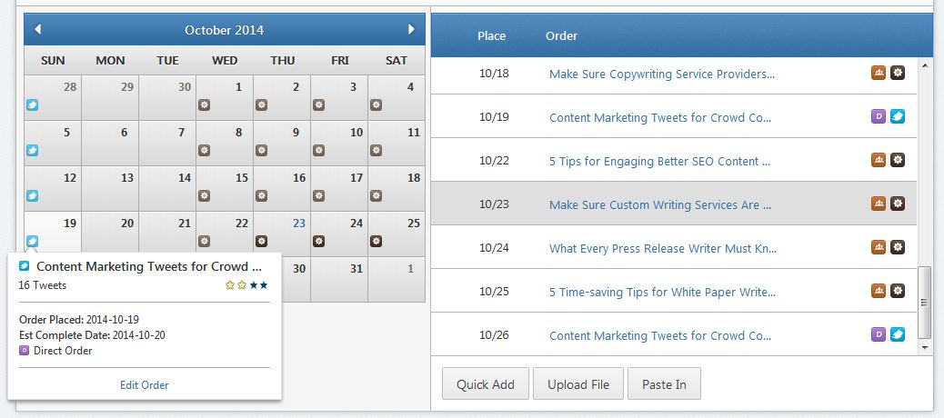 Calendar and Content List