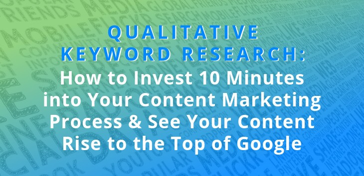 Cover image for article on Qualitative Keyword Research with word cloud in the background